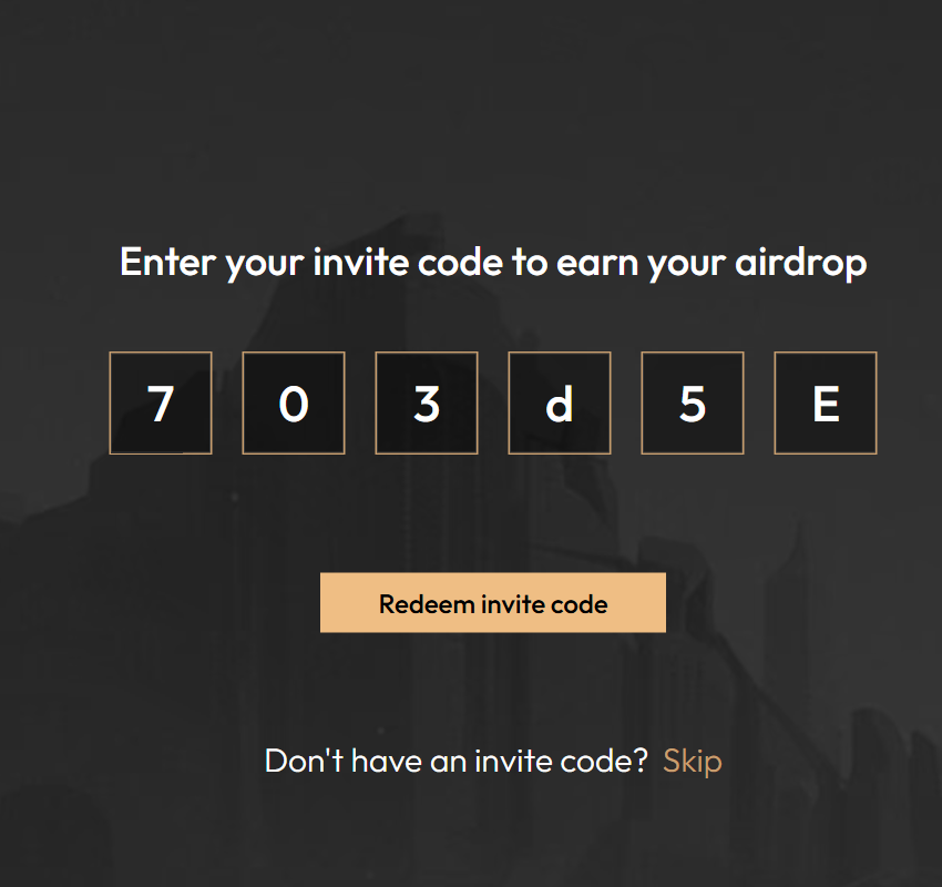 Código de convite Aster introduzido durante o registo