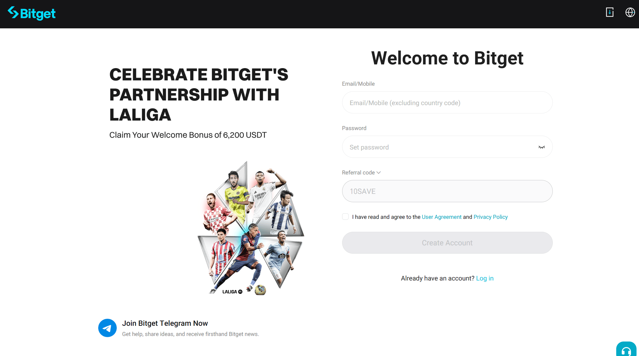 Código de referência Bitget introduzido