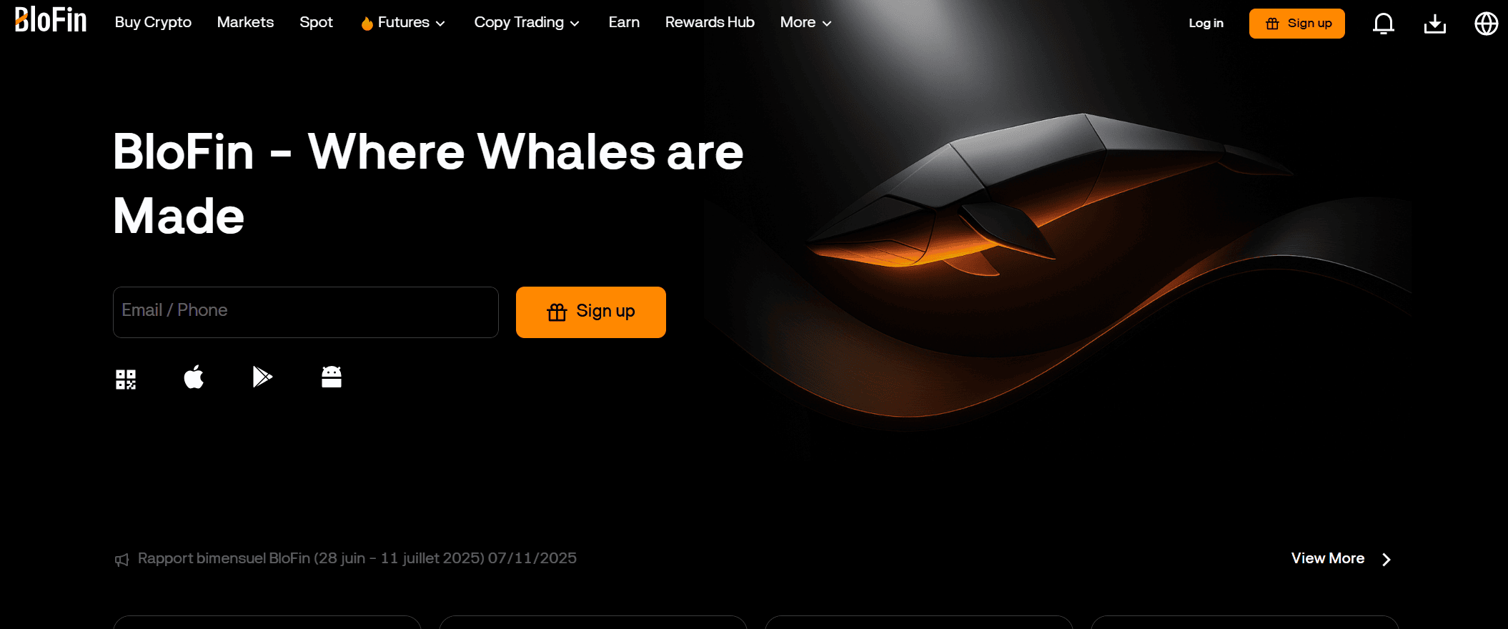 Website da BloFin com interface de trading