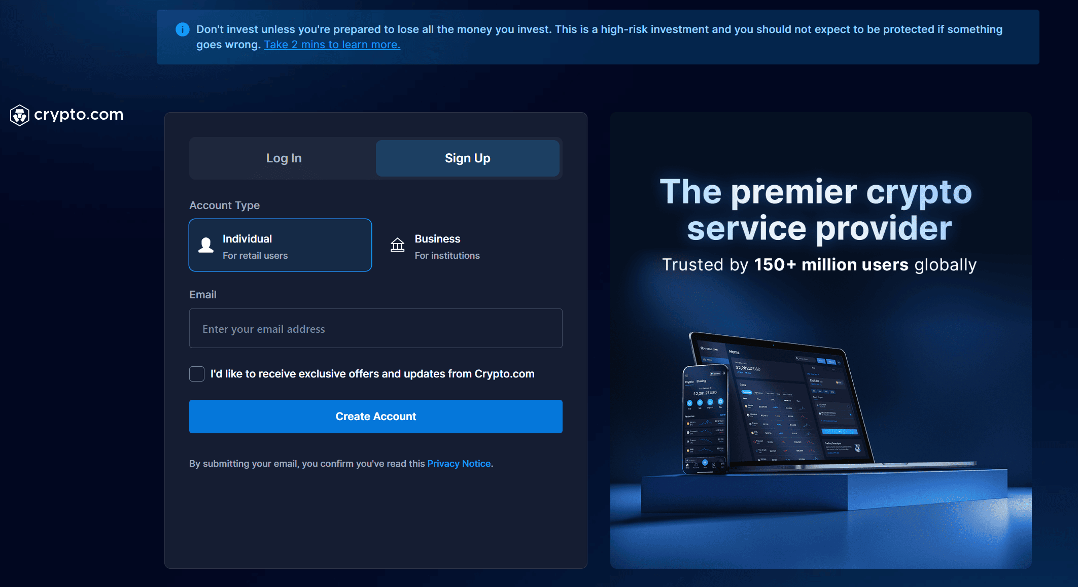 App Crypto.com com funcionalidades e interface