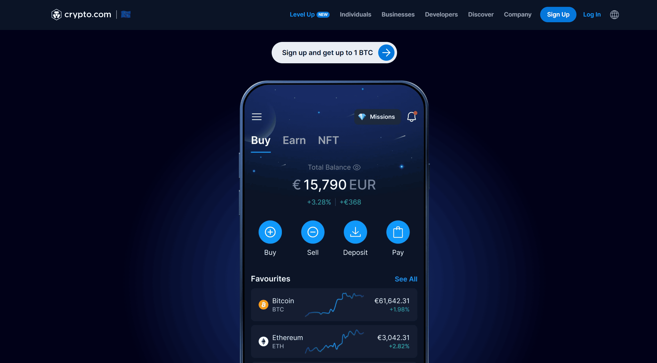 Website da Crypto.com com interface da plataforma