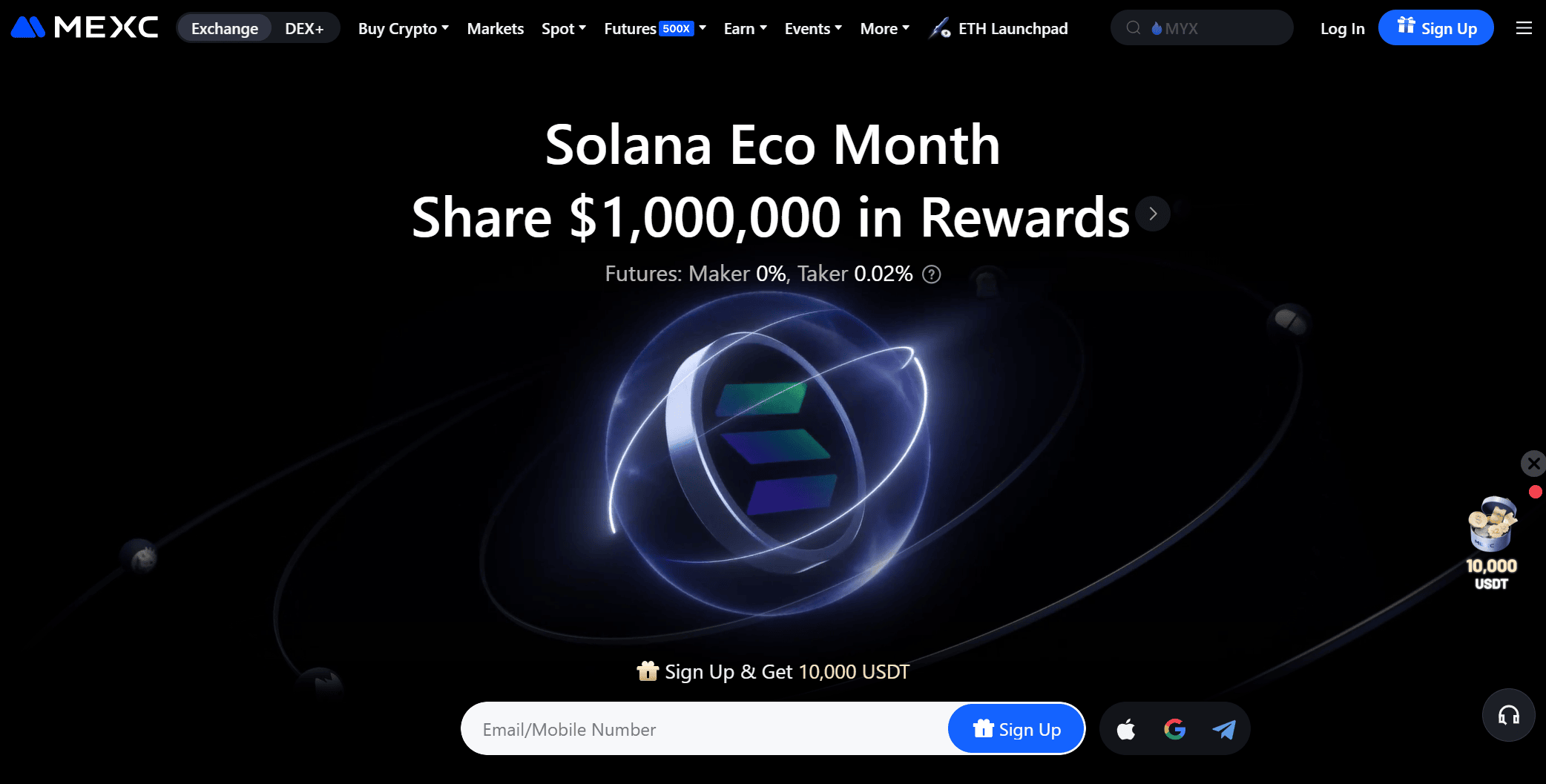 Website MEXC exchange cripto