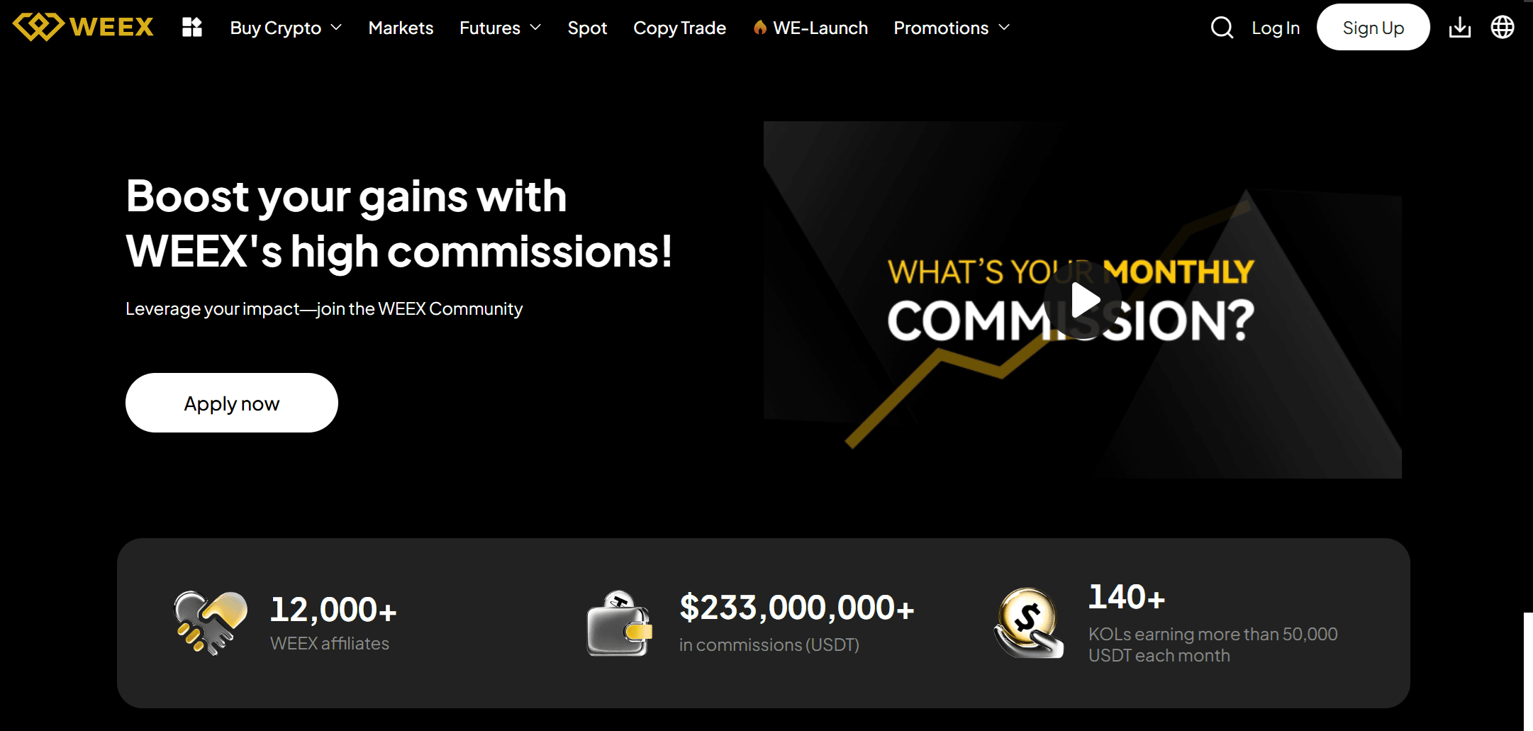 Programa de afiliados WEEX com estrutura comissões e ganhos